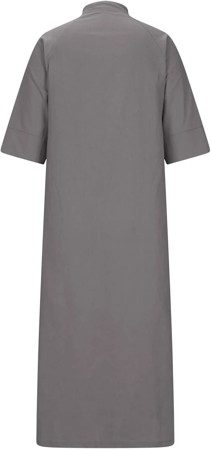 Cotton Linen Shirt Dress for Women Summer Button-Down Blouse Tops Flowy Loose A-Line Midi Dress Tunic Dress Plus Size