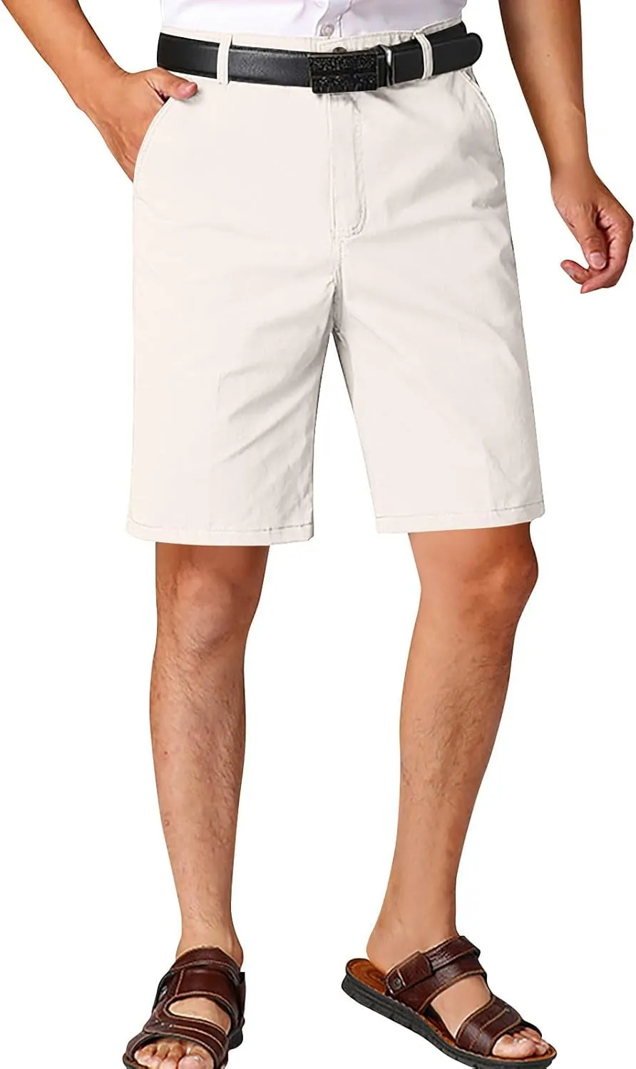 Cotton Mens Chino Shorts Tailored Casual Side Pockets Chino Shorts Summer Office(Available in Plus Size)