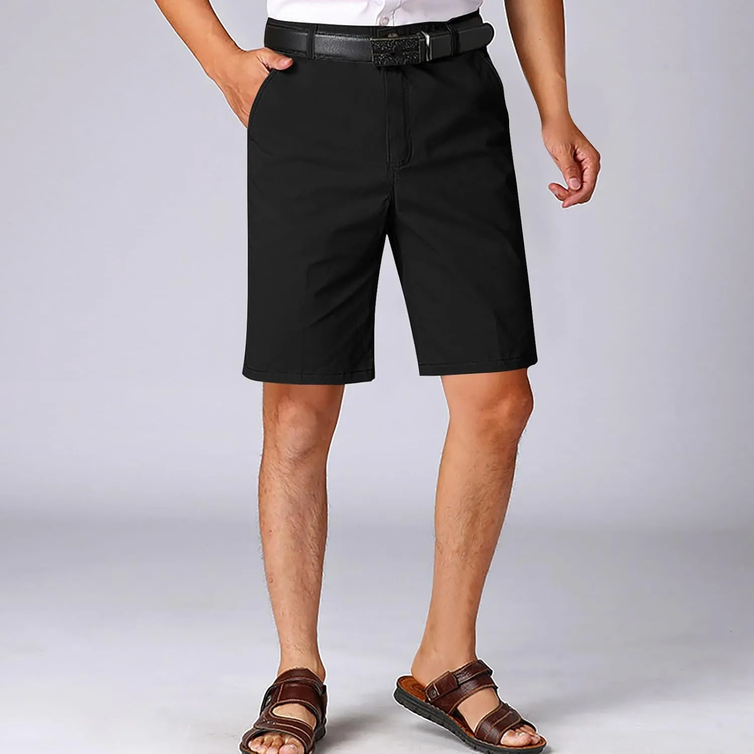 Cotton Mens Chino Shorts Tailored Casual Side Pockets Chino Shorts Summer Office(Available in Plus Size)