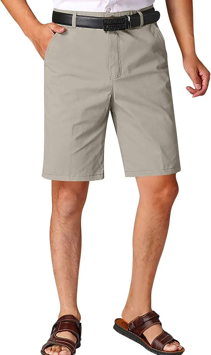 Cotton Mens Chino Shorts Tailored Casual Side Pockets Chino Shorts Summer Office(Available in Plus Size)