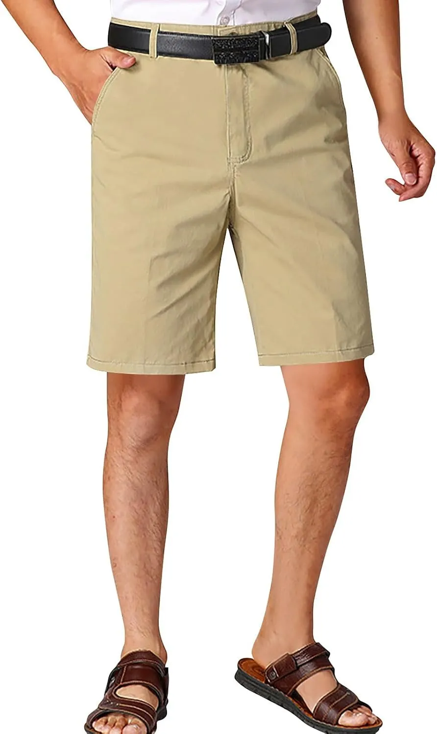 Cotton Mens Chino Shorts Tailored Casual Side Pockets Chino Shorts Summer Office(Available in Plus Size)