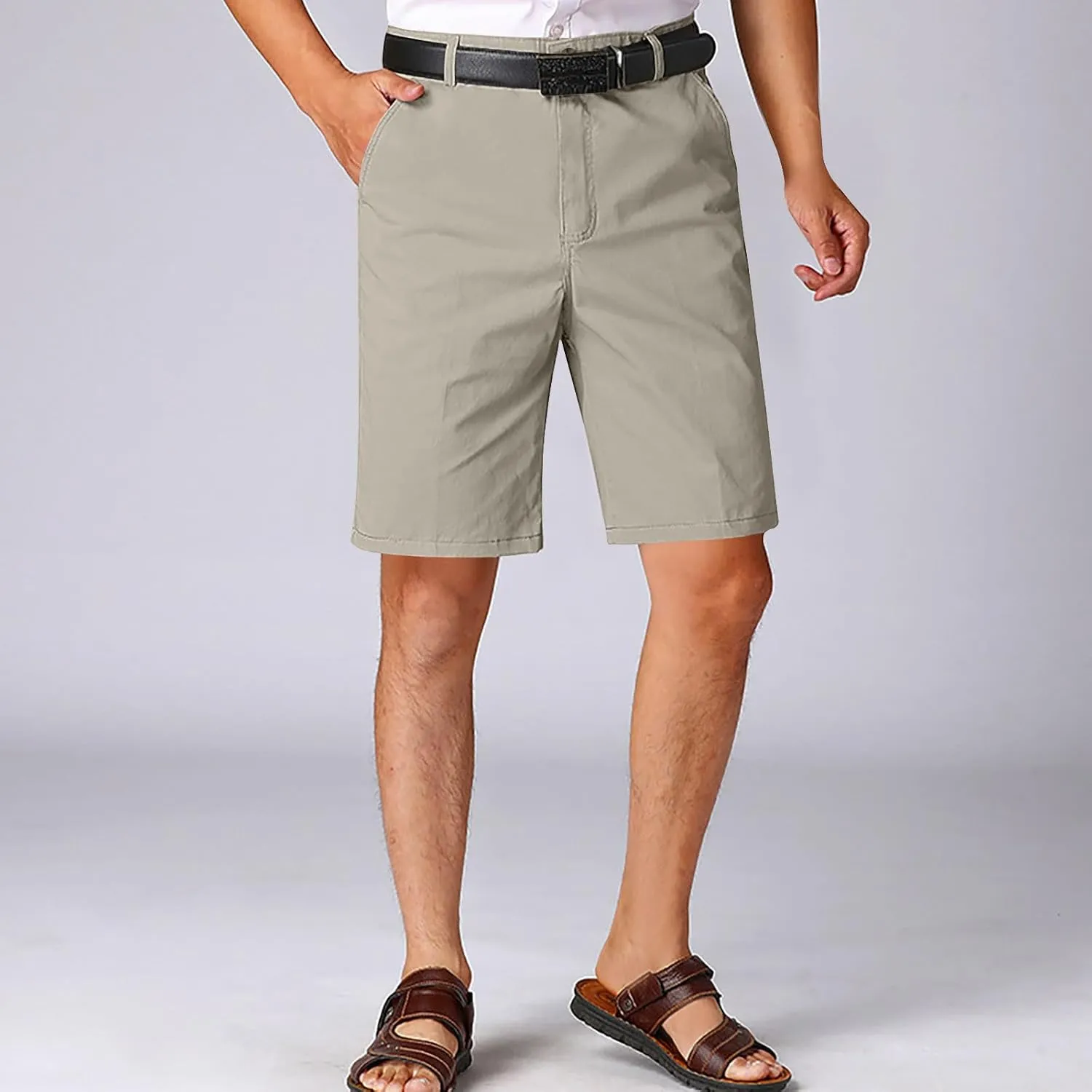 Cotton Mens Chino Shorts Tailored Casual Side Pockets Chino Shorts Summer Office(Available in Plus Size)
