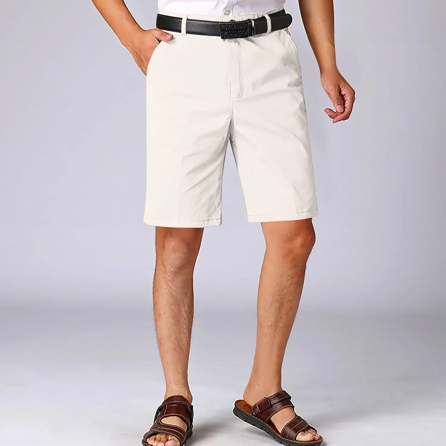 Cotton Mens Chino Shorts Tailored Casual Side Pockets Chino Shorts Summer Office(Available in Plus Size)