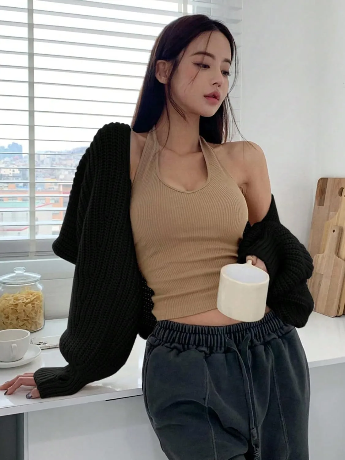 COZYEASE Women's Cropped Cardigan Sweaters Long Sleeve Open Front Knit Bolero Shrug Sweater Fall Outfits