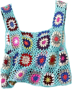 Crochet Tops Women Y2k Knit Vest Tank Top Knitted Daisy Camisole Hollow Out Crochet Crop Tops Summer Clothes