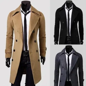 Custom Latest design high quality men's long woollen trench overcoat