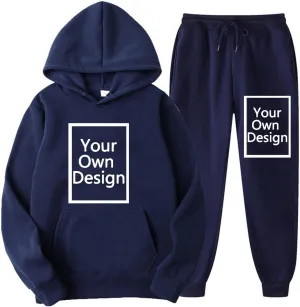 Custom Sweatshirt Sets, Your Own Design Text/Photo/Image/Logo Women Sports Casual Pockets Hoodie and Pants