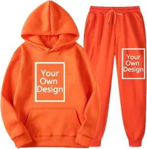 Custom Sweatshirt Sets, Your Own Design Text/Photo/Image/Logo Women Sports Casual Pockets Hoodie and Pants
