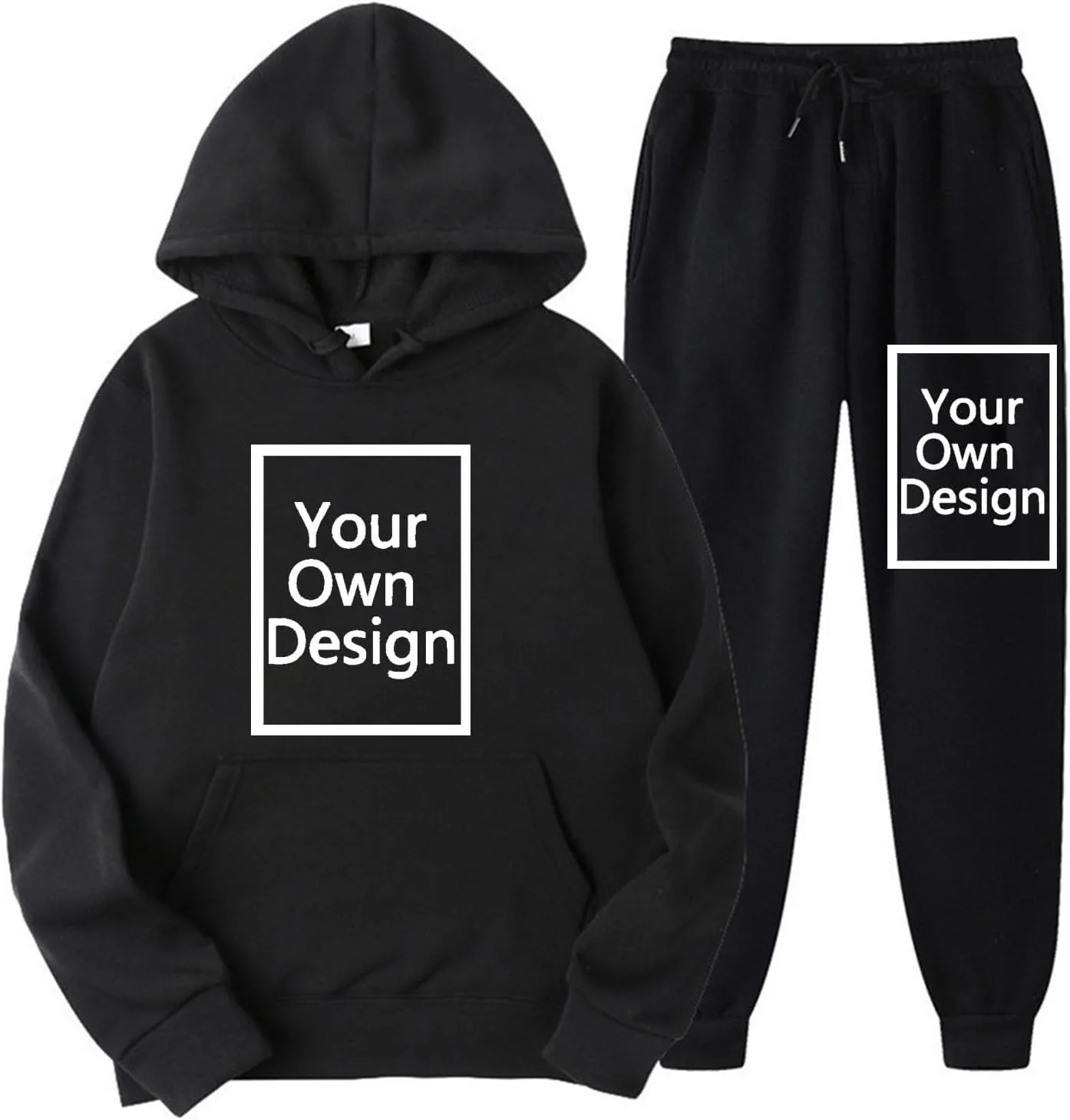 Custom Sweatshirt Sets, Your Own Design Text/Photo/Image/Logo Women Sports Casual Pockets Hoodie and Pants