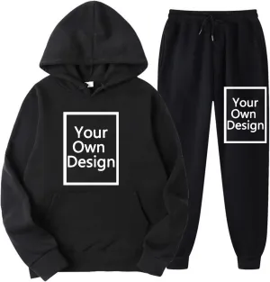 Custom Sweatshirt Sets, Your Own Design Text/Photo/Image/Logo Women Sports Casual Pockets Hoodie and Pants