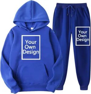 Custom Sweatshirt Sets, Your Own Design Text/Photo/Image/Logo Women Sports Casual Pockets Hoodie and Pants
