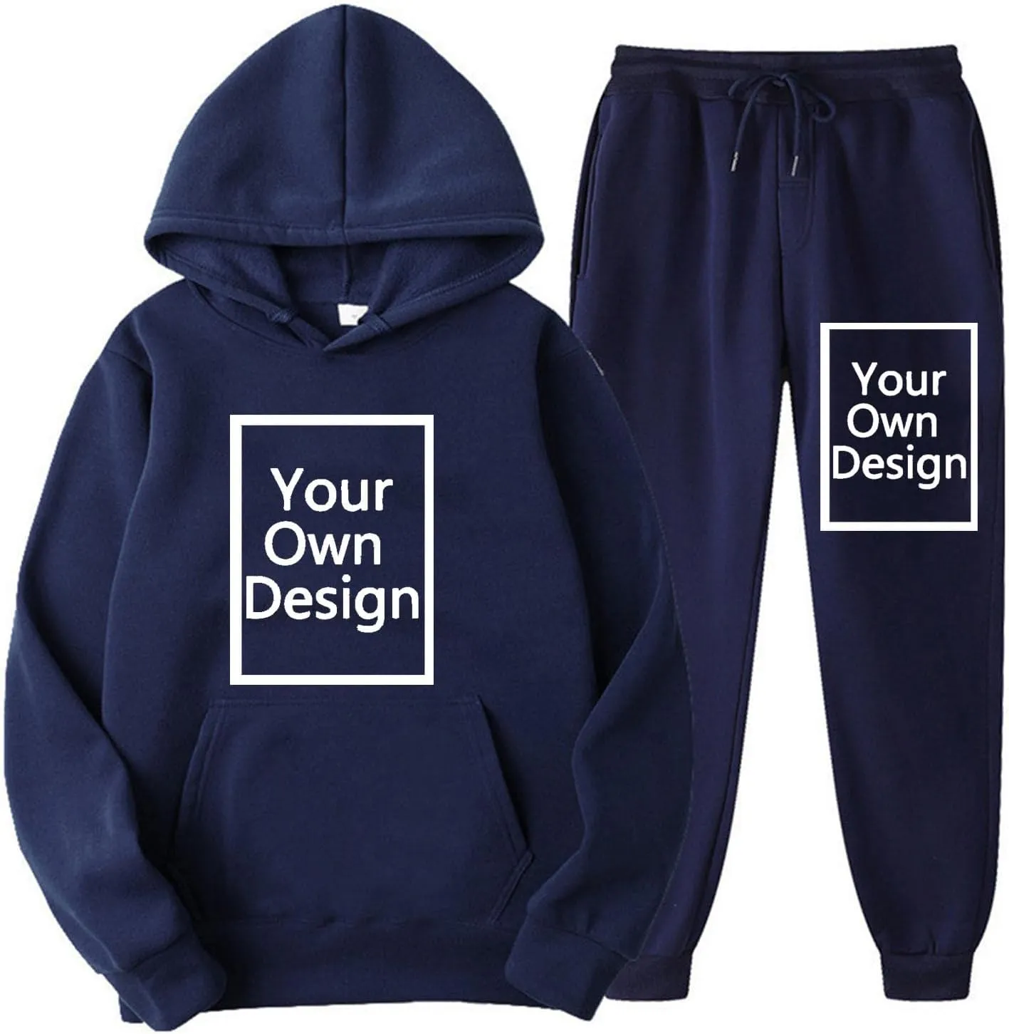 Custom Sweatshirt Sets, Your Own Design Text/Photo/Image/Logo Women Sports Casual Pockets Hoodie and Pants
