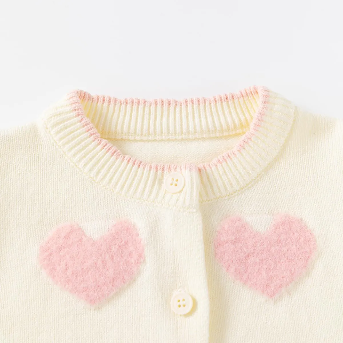 Cute Baby Girls Hearts Knit Cardigan Sweater, Toddler Loose Long Sleeve Shirts Warm Tops for Fall Winter Love Design