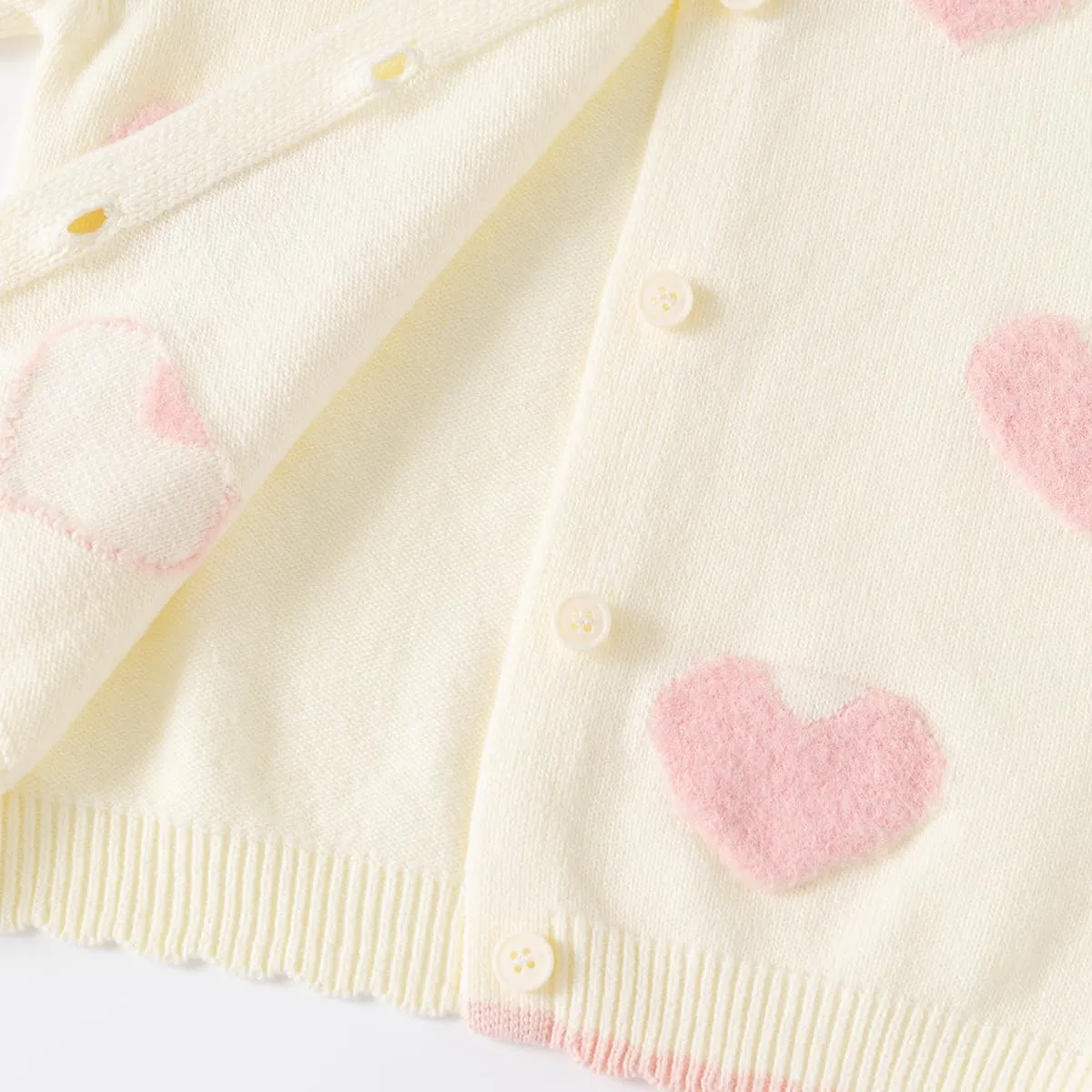 Cute Baby Girls Hearts Knit Cardigan Sweater, Toddler Loose Long Sleeve Shirts Warm Tops for Fall Winter Love Design