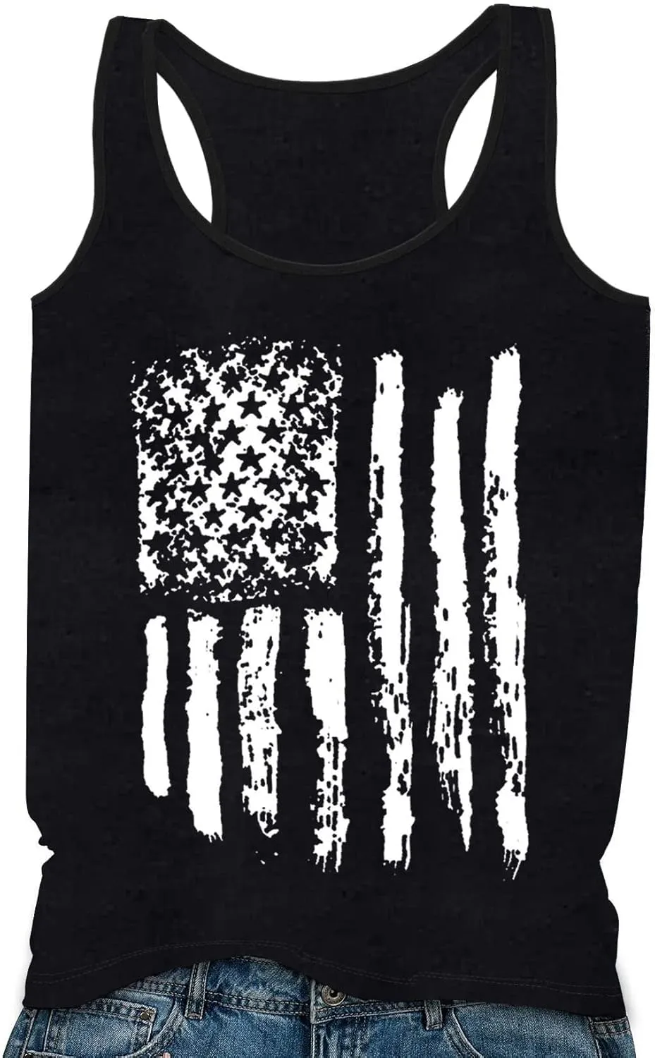 DESFSE American Flag Tank Top Women 4th of July Tanks Tops for Womens USA Flag Patriotic Shirts Vest Racerback Sleeveless Tee