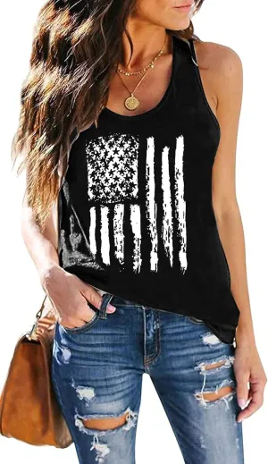 DESFSE American Flag Tank Top Women 4th of July Tanks Tops for Womens USA Flag Patriotic Shirts Vest Racerback Sleeveless Tee