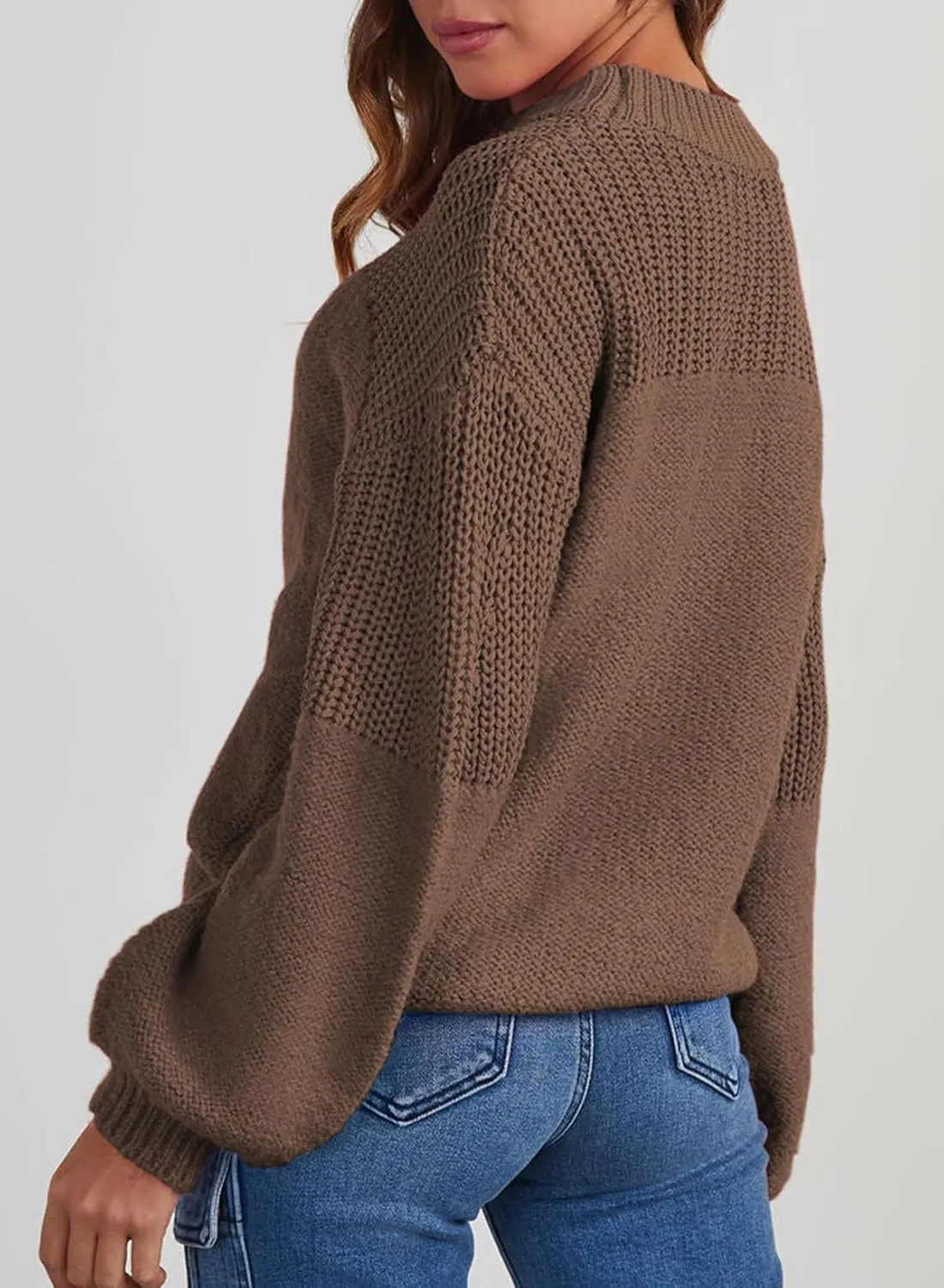 Dokotoo Women's Casual Long Sleeve Sweaters Loose Crewneck Knit Solid Pullover Sweater Jumper Tops
