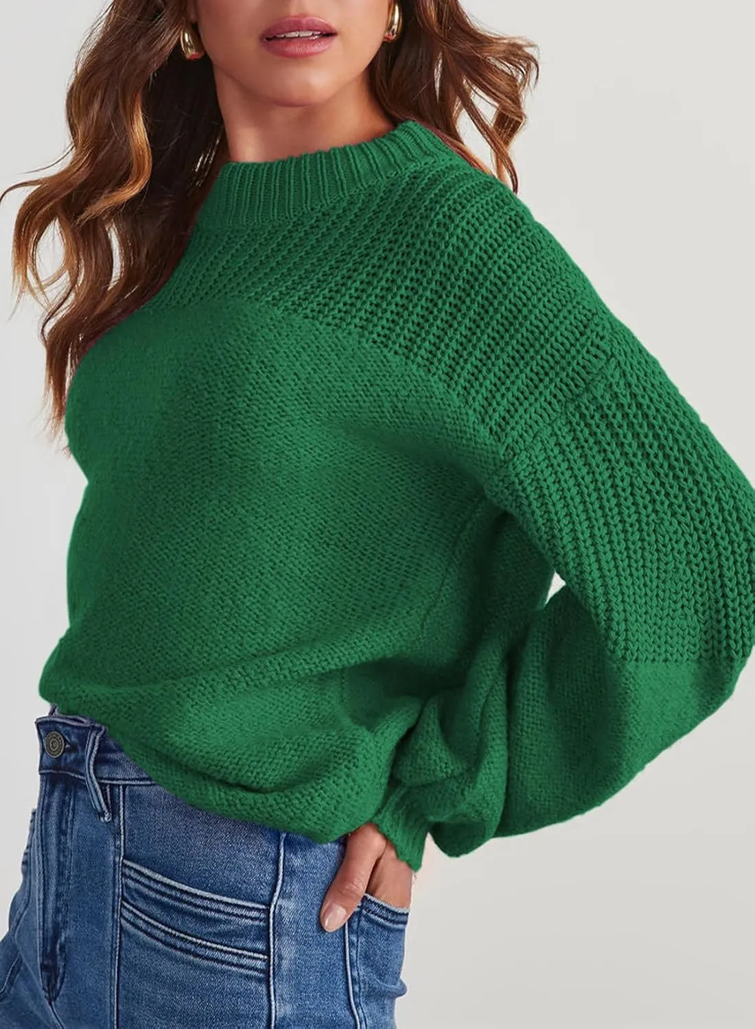 Dokotoo Women's Casual Long Sleeve Sweaters Loose Crewneck Knit Solid Pullover Sweater Jumper Tops