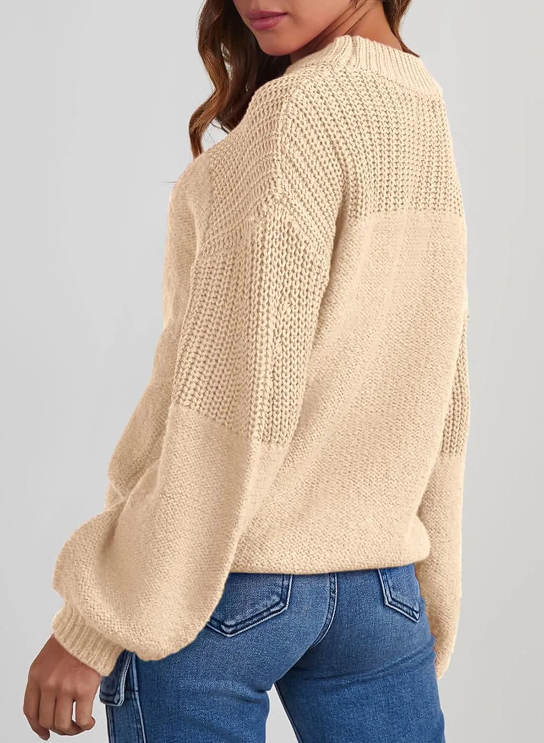 Dokotoo Women's Casual Long Sleeve Sweaters Loose Crewneck Knit Solid Pullover Sweater Jumper Tops