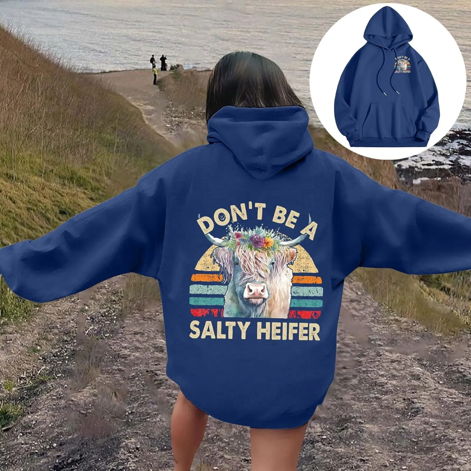 Don't Be A Salty Heifer Hoodies for Teen Girls Letter Print Sweatshirt Long Sleeve Preppy Pullover with Pocket