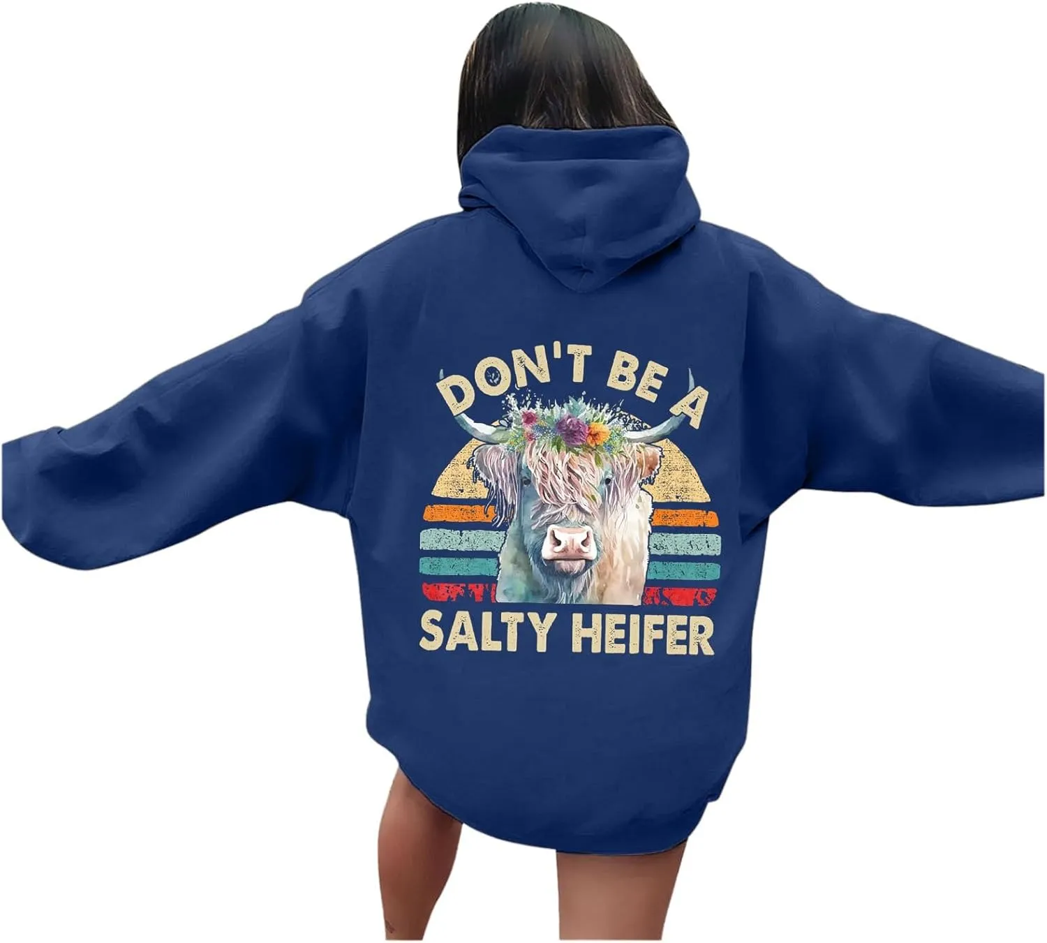 Don't Be A Salty Heifer Hoodies for Teen Girls Letter Print Sweatshirt Long Sleeve Preppy Pullover with Pocket