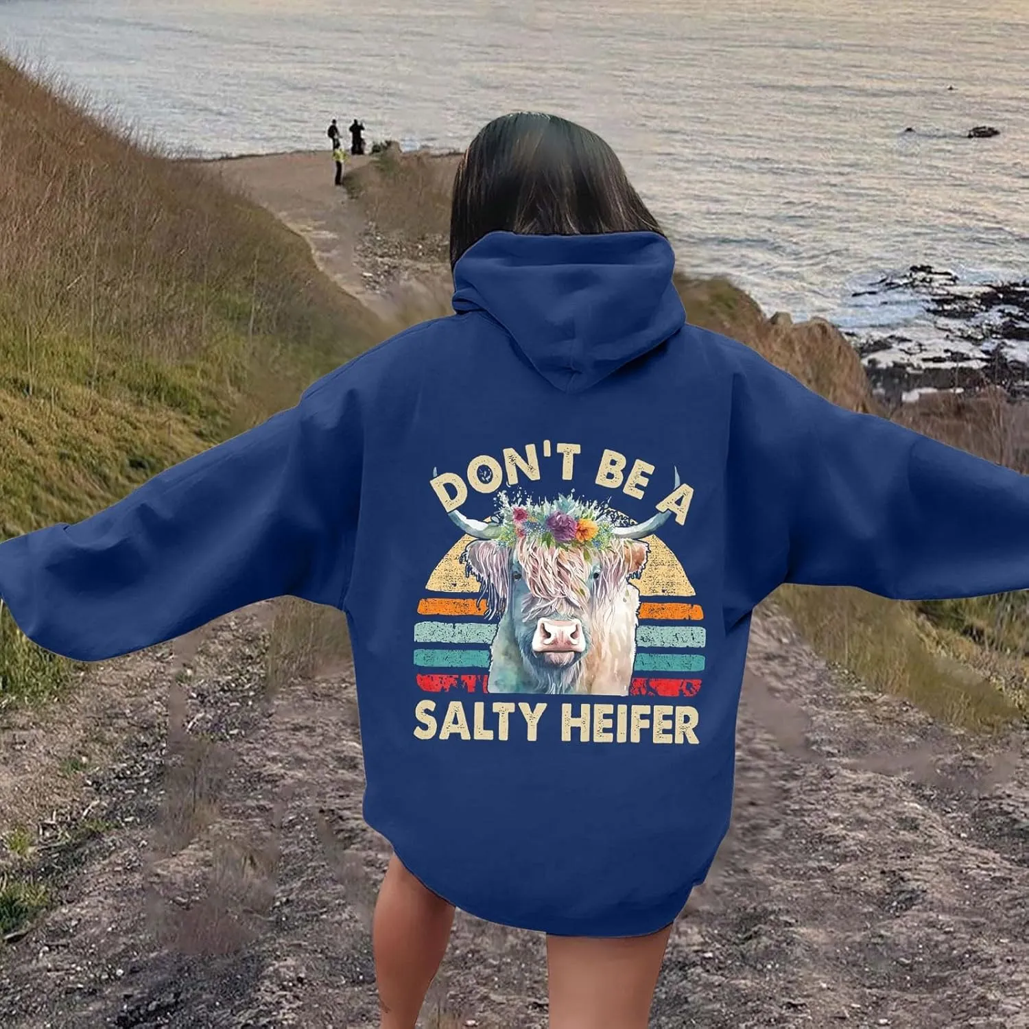 Don't Be A Salty Heifer Hoodies for Teen Girls Letter Print Sweatshirt Long Sleeve Preppy Pullover with Pocket