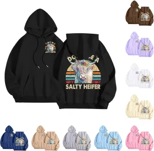 Don't Be A Salty Heifer Hoodies for Teen Girls Letter Print Sweatshirt Long Sleeve Preppy Pullover with Pocket