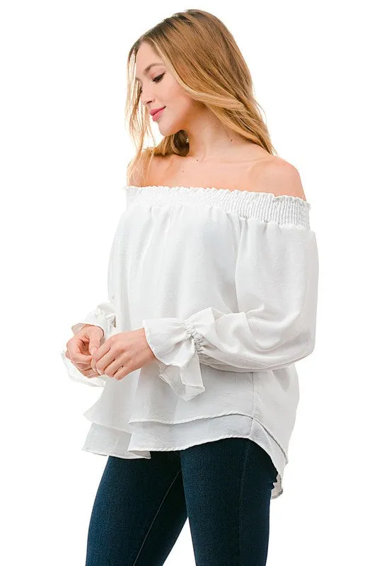 Double Layer Off The Shoulder Top
