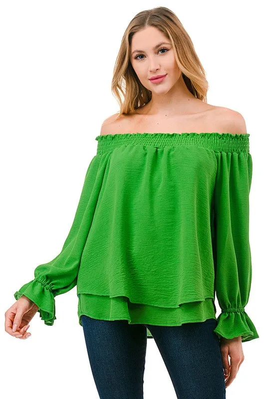 Double Layer Off The Shoulder Top