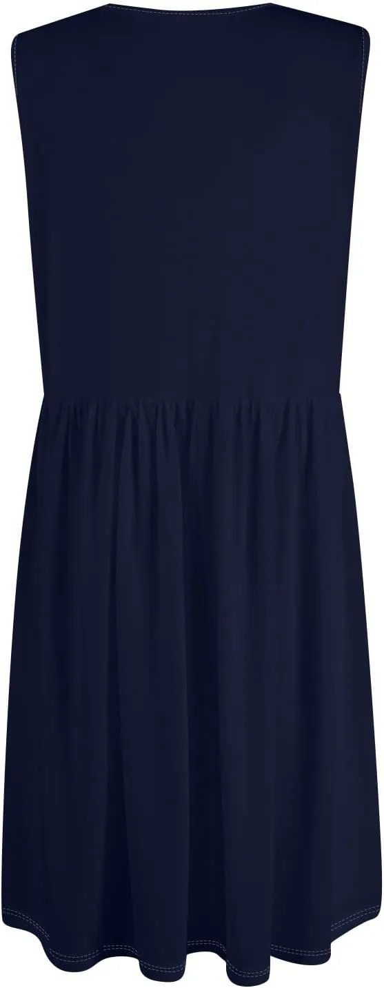 Dresses for Women 2025 Sleeveless V-Neck Button Mini Dress Solid Color Cocktail Party Dresses with Pocket