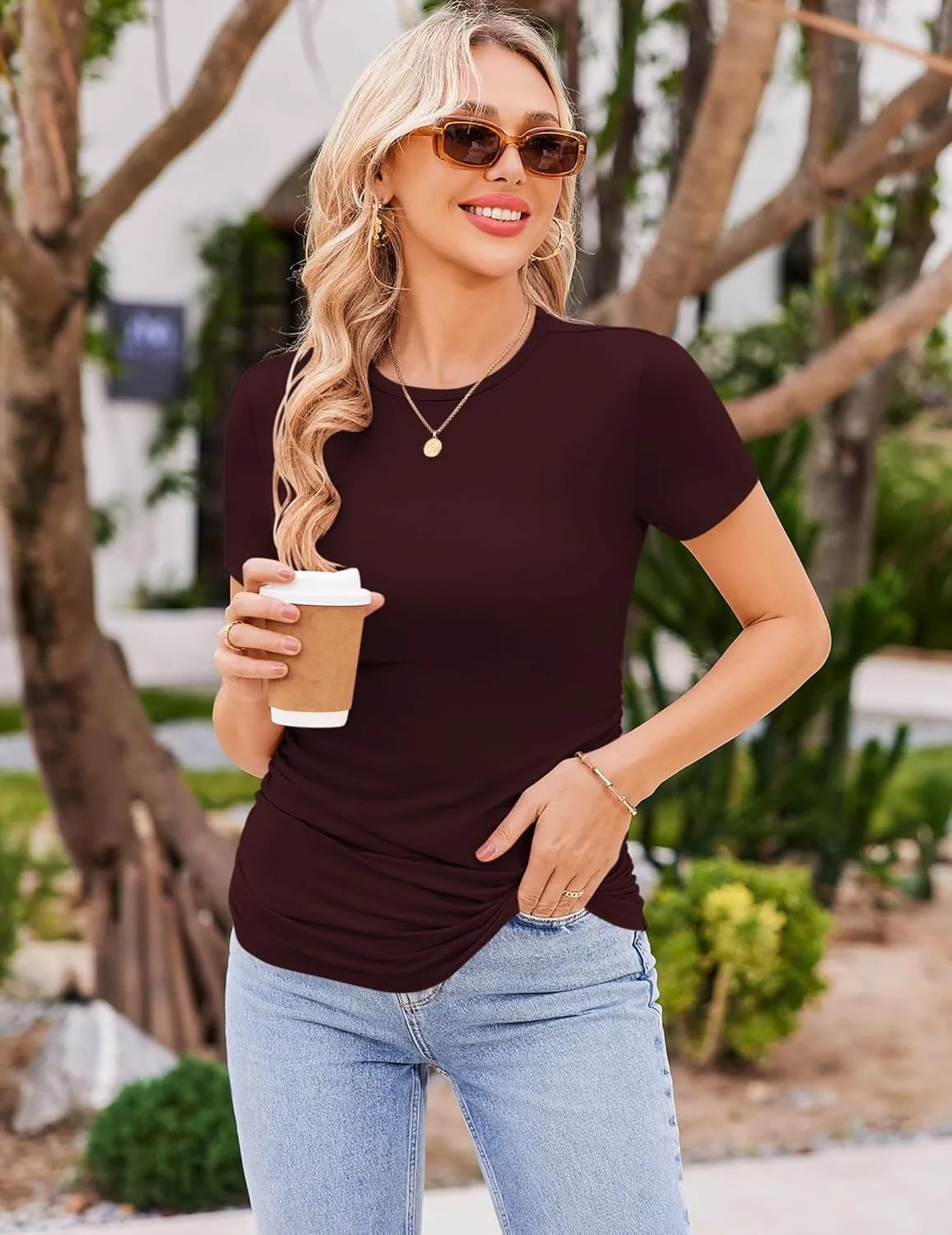 Ekouaer Womens Maternity Shirts Short Sleeve 3 Packs Crew Neck Pregnancy Tee Tops Tunic Blouse Soft Mama Clothes S-XXL