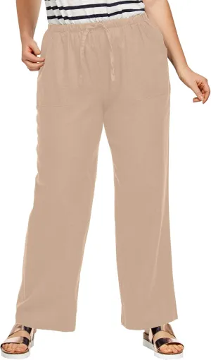 ellos Plus Size Linen-Blend Drawstring Pants