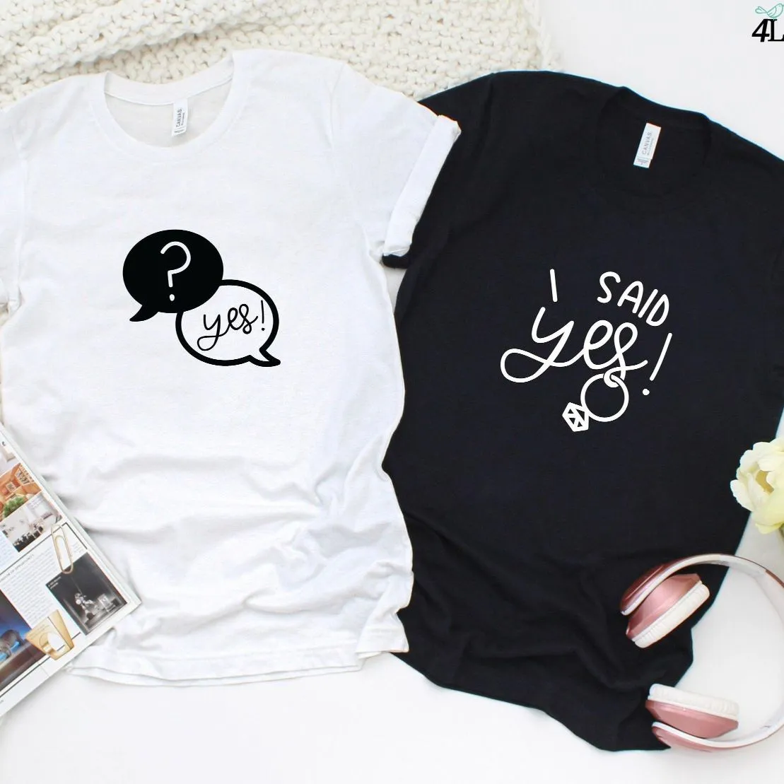 Engagement Announcement Matching Outfits Set: Yes, I Said Yes - Perfect Wedding Gift for Fiancé/Bride, Ideal for Honeymoon