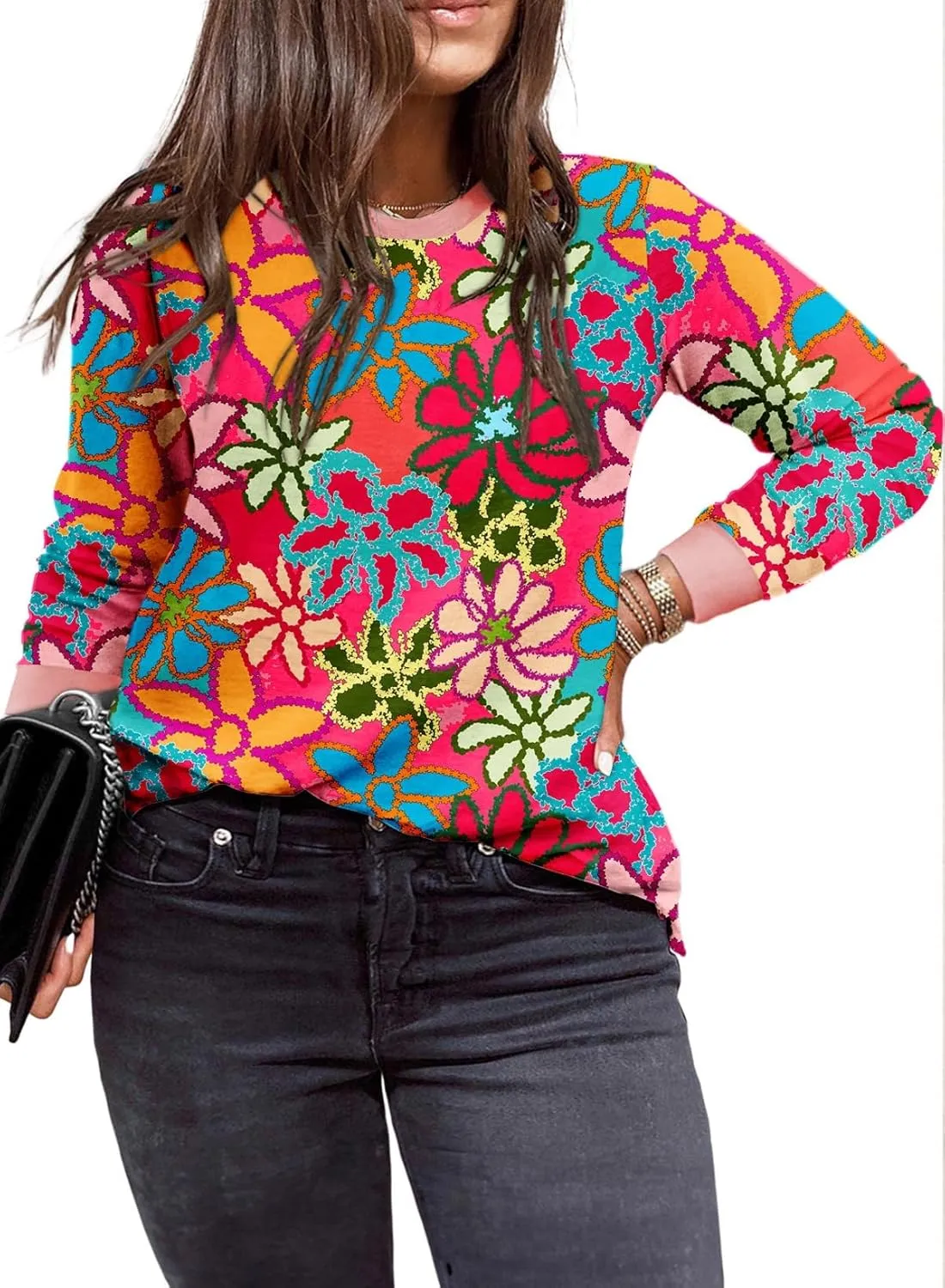 Eytino Plus Size Tops for Women Short Sleeve Crew Neck Polka Dot Print Casual Summer Loose Tee Shirts(1X-5X)