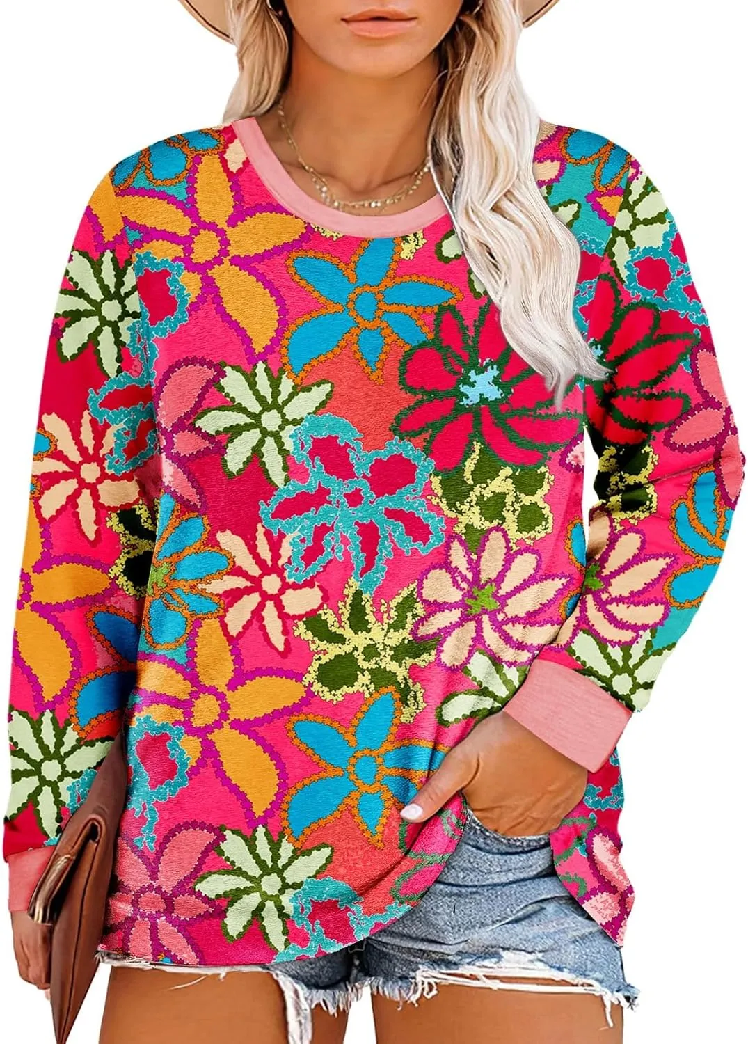 Eytino Plus Size Tops for Women Short Sleeve Crew Neck Polka Dot Print Casual Summer Loose Tee Shirts(1X-5X)