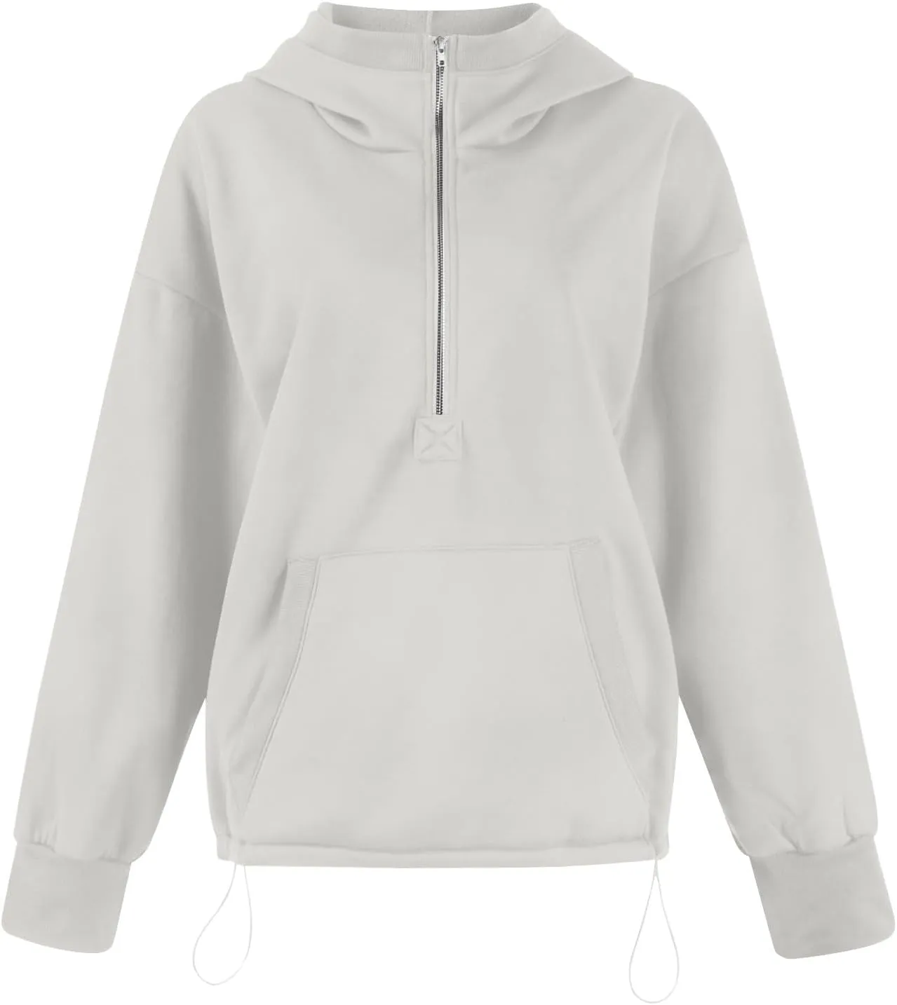 Fall Casual Hoodies for Women Casual Loose Quarter Zip Up Hooded Long Sleeve Pullovers Solid Color Workout Sweatshirt