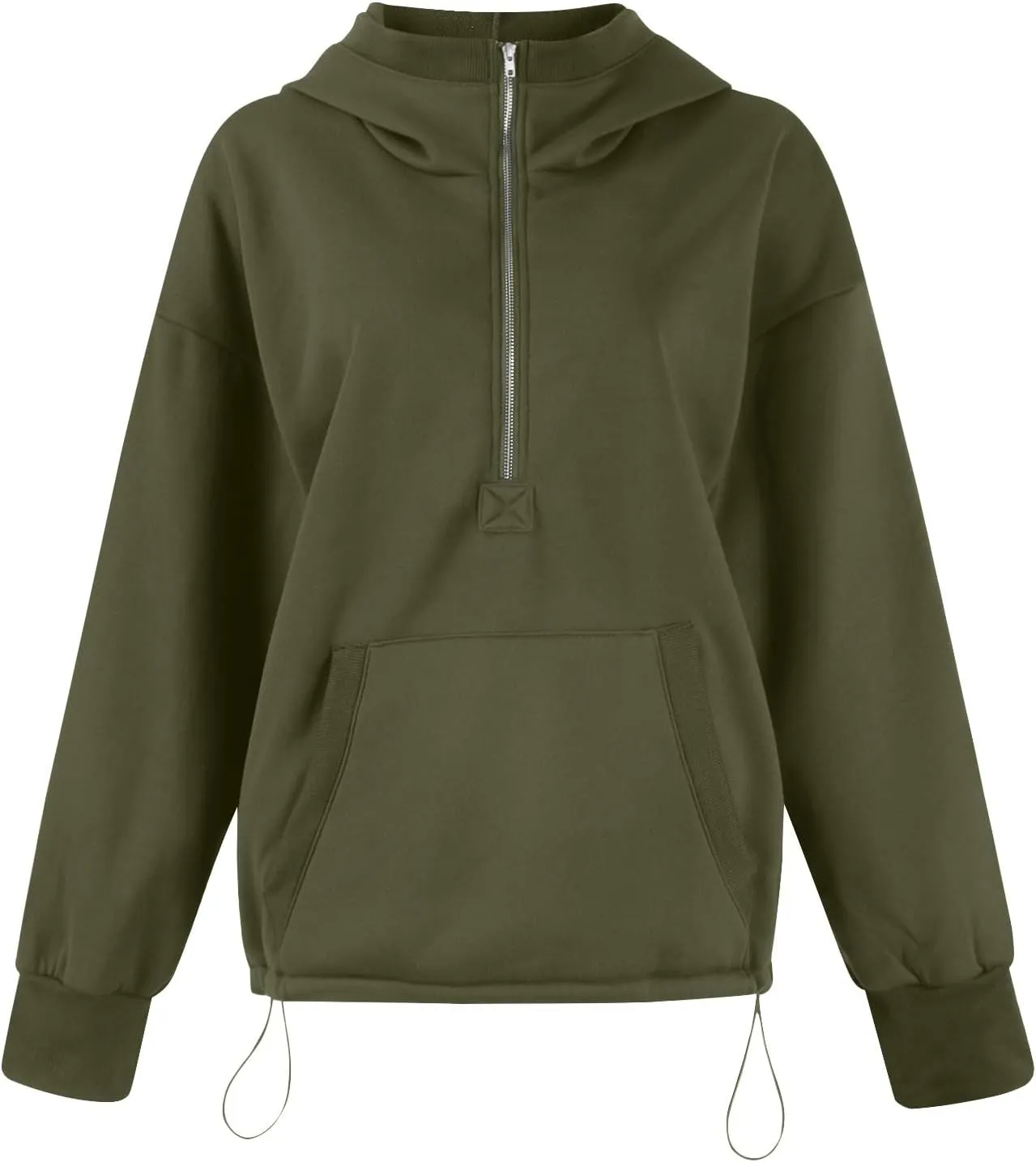 Fall Casual Hoodies for Women Casual Loose Quarter Zip Up Hooded Long Sleeve Pullovers Solid Color Workout Sweatshirt