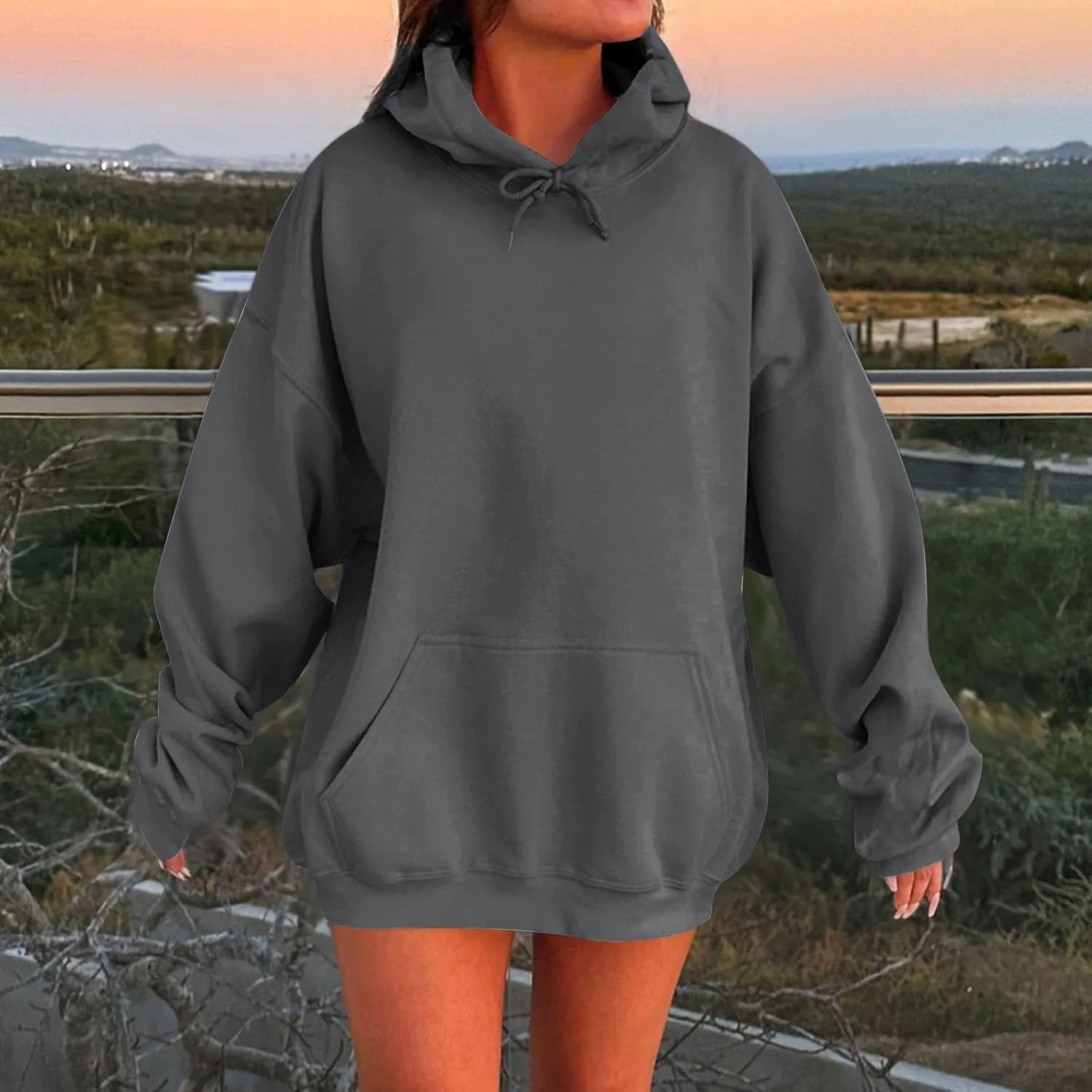 Fashion Hoodies for Women 2024 Oversized Hoodies Sweaters Long Sleeve Oversized Sweatshirt Pullover with Pocket