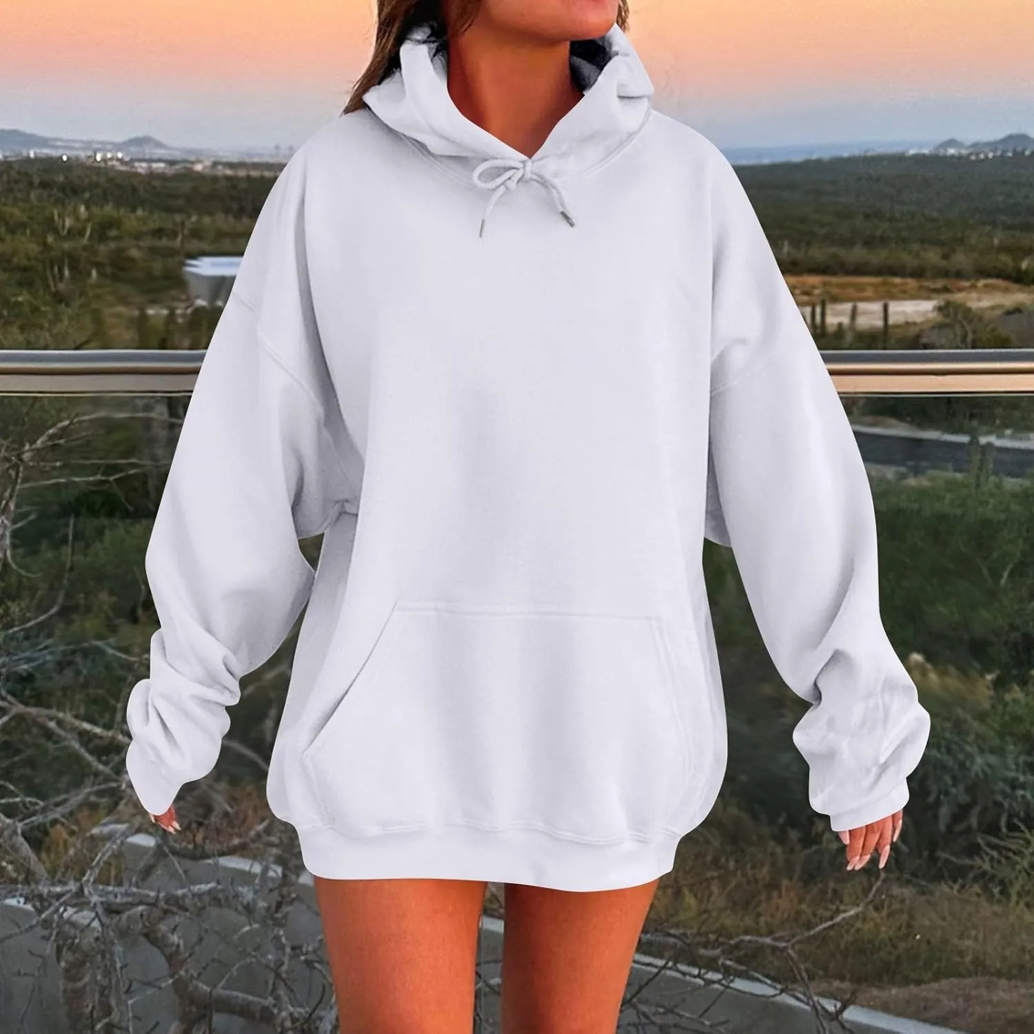 Fashion Hoodies for Women 2024 Oversized Hoodies Sweaters Long Sleeve Oversized Sweatshirt Pullover with Pocket
