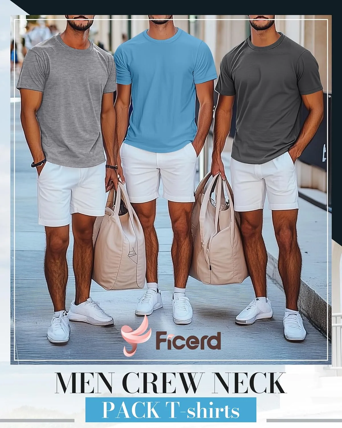 Ficerd 5 Pack Men's Big and Tall Shirts Short Sleeve Cotton Tee Summer Crew Neck Oversize Top Loose Fit Shirt Multipack