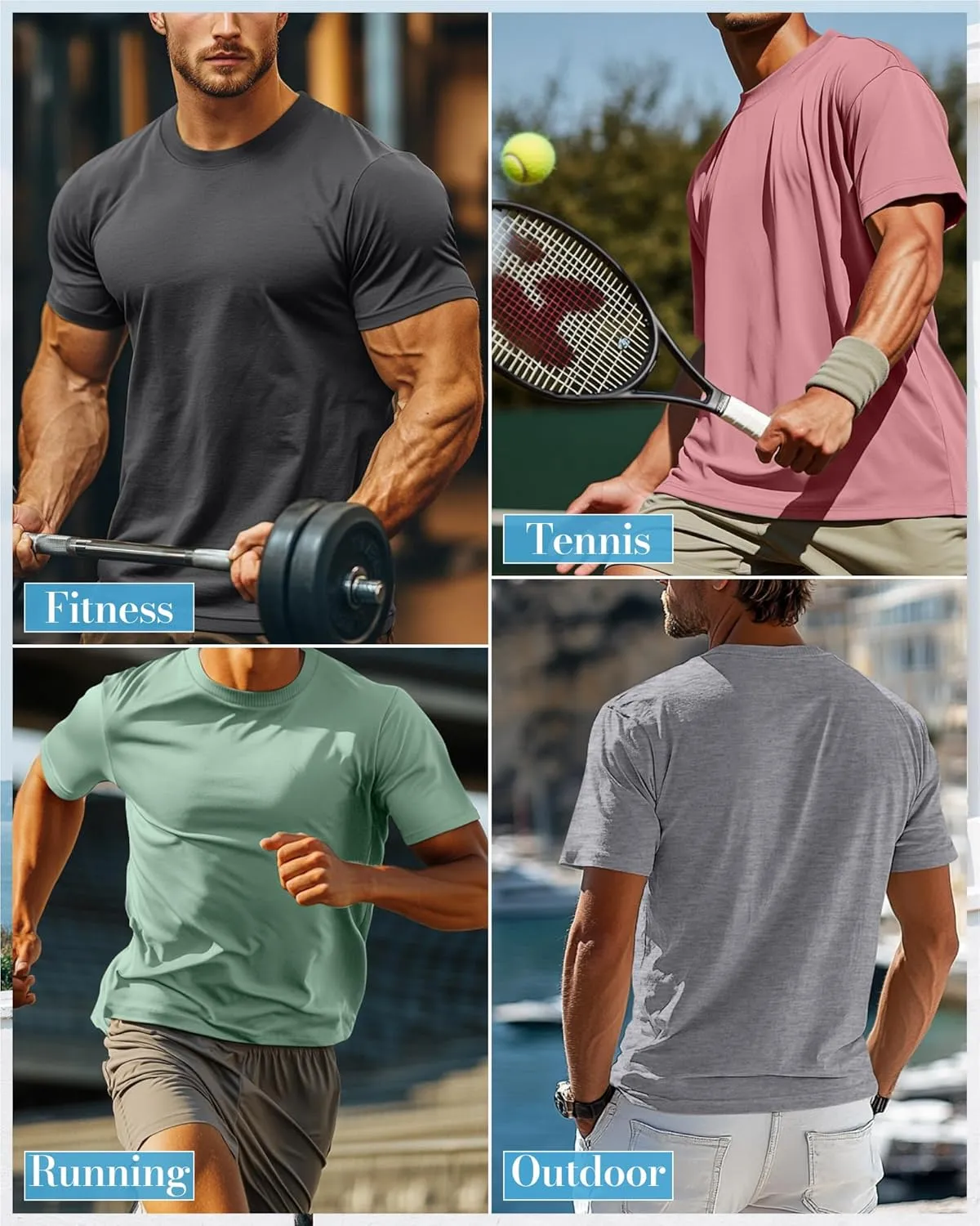 Ficerd 5 Pack Men's Big and Tall Shirts Short Sleeve Cotton Tee Summer Crew Neck Oversize Top Loose Fit Shirt Multipack