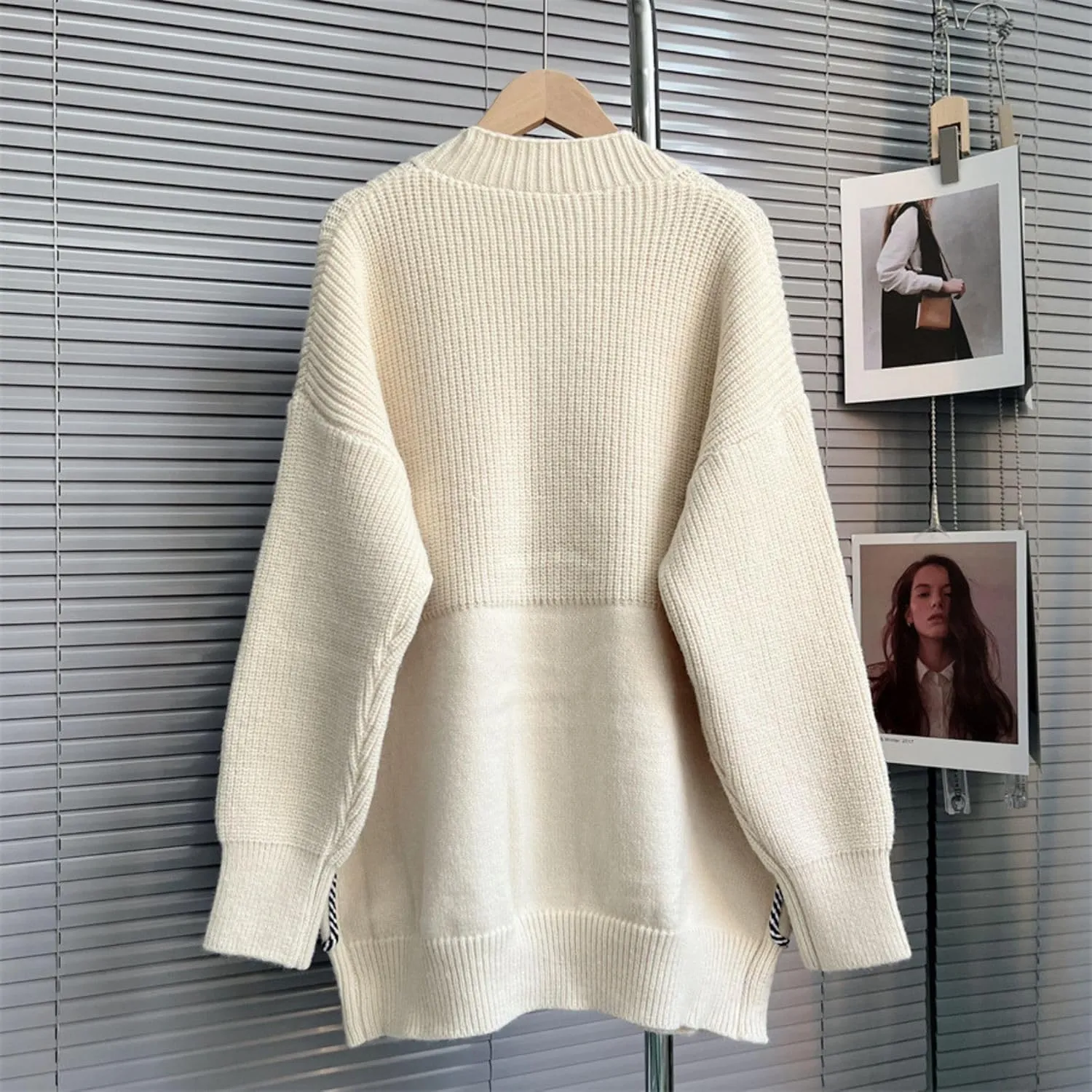 FindThy Womens Casual Button Up Cardigan Oversized Long Sleeve Jean Patchwork Sweater Cardigans