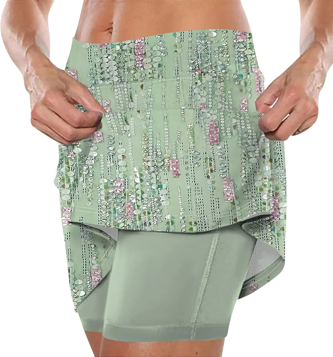 FlekmanArt Skorts for Woman Lightweight Athletic Shorts Athletic Sports Pants Printed Running Skirt Skinny Casual Shorts