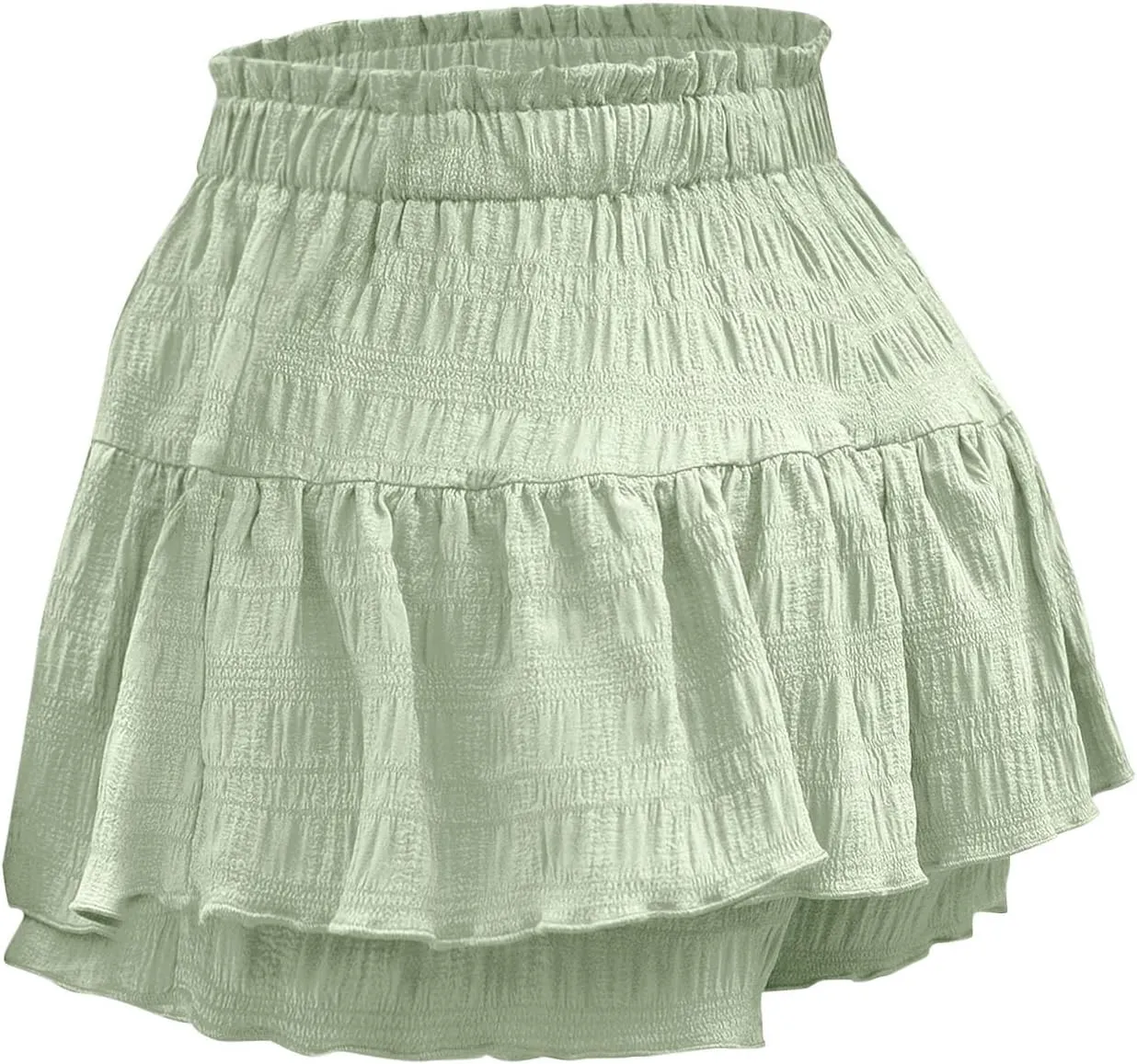 Flowy Shorts for Women Casual Boho Ruffle Tiered Skorts High Waisted Drawstring Mini Skirts Tennis Comfy Shorts 2025