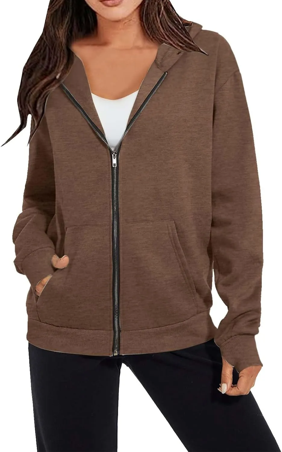 Full Zip Up Hoodies For Women Trendy 2023 Fall y2k Clothes Long Sleeve Zipper Hooded Sweatshirt Lightweight Jackets