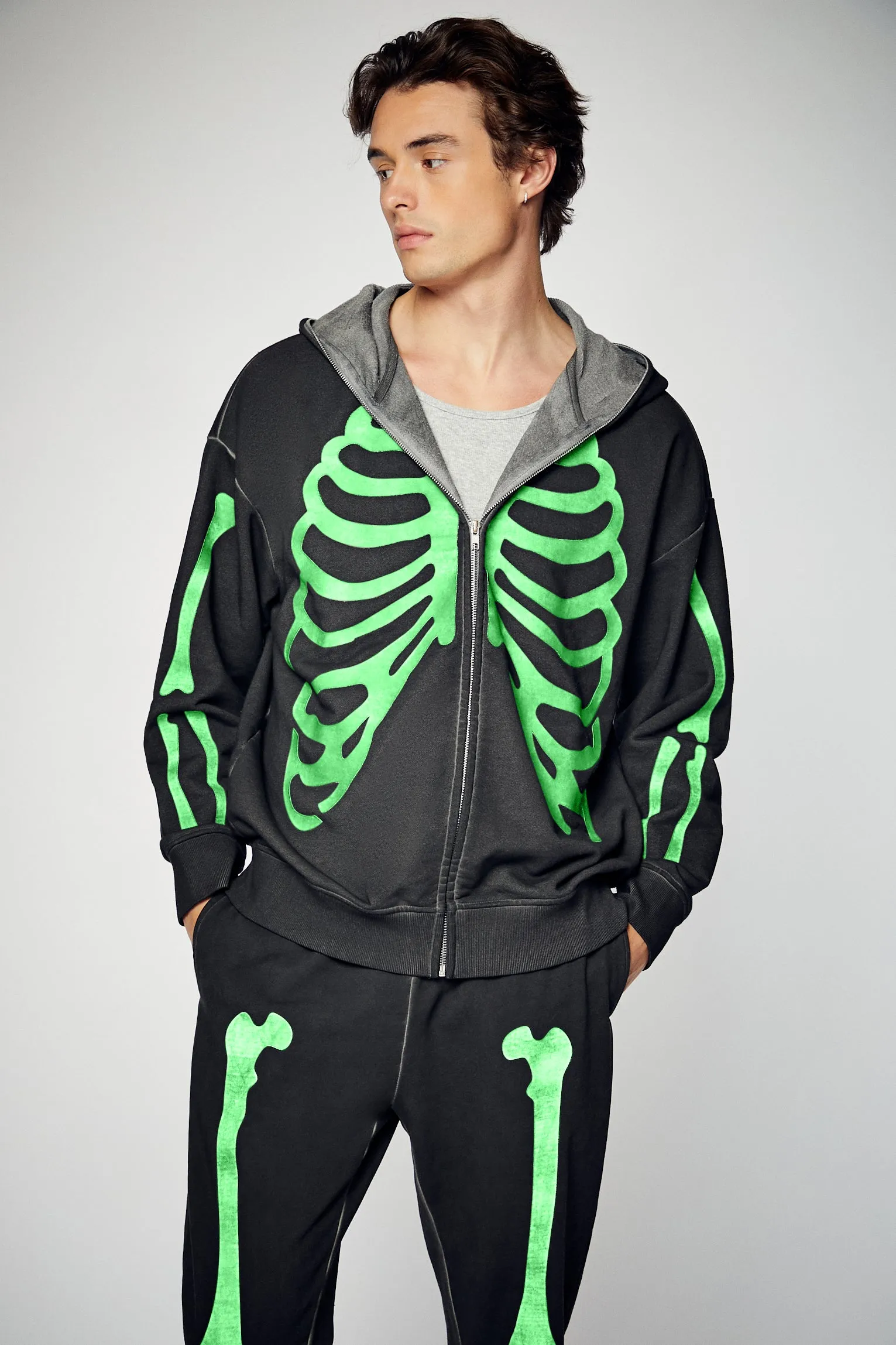 Glow in the Dark Skeleton Zip-Up Hoodie