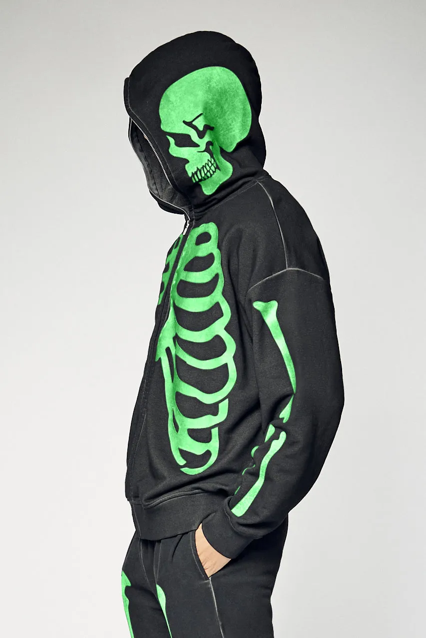 Glow in the Dark Skeleton Zip-Up Hoodie