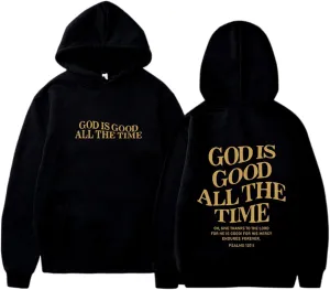 God is Good All The Time Christian Graphic Hoodies Women Oversize Pullover Tops with Pocket Drop Shoulder Fleece Sweatshirt