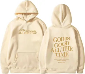 God is Good All The Time Christian Graphic Hoodies Women Oversize Pullover Tops with Pocket Drop Shoulder Fleece Sweatshirt