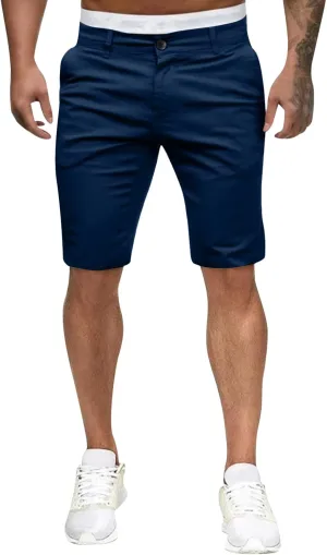 GOKKILRW Mens Slim Fit Casual Chino Shorts Comfort Stretch Cotton Work Shorts Summer Beach Stretch Twill Chino Golf Shorts